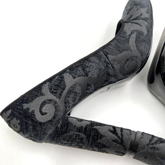 Nine West Womens Size 7.5 Black Tapestry Block Heels Pumps Shoes - Picture 10 of 13